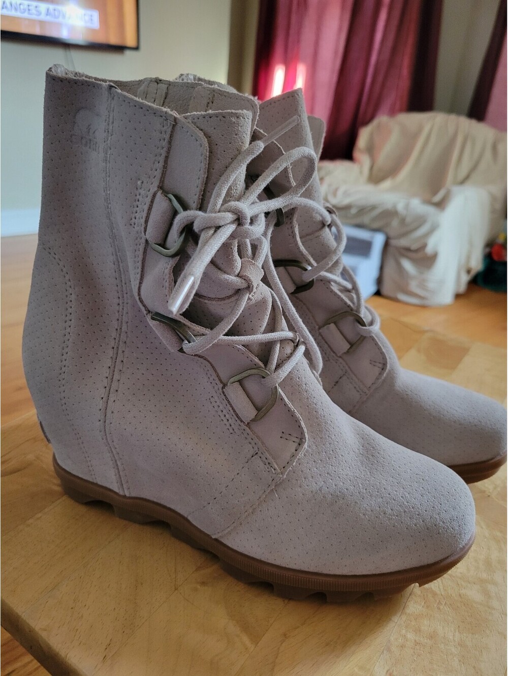 Sorel Joan of Arctic Wedge II Boots Grey Suede Women’s 9 New
